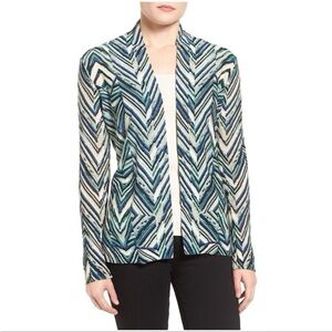 Nic + Zoe Chevron Linen Blend Open Front Cardigan Size 3X